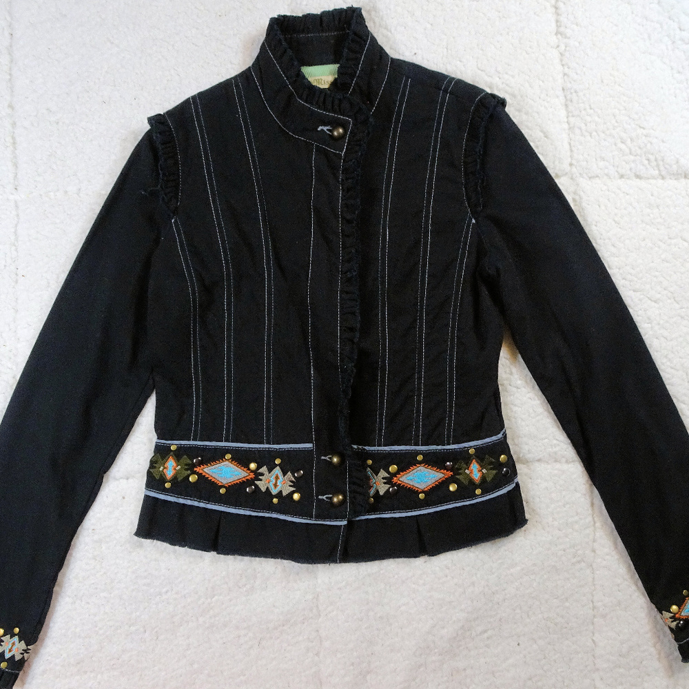 Miss Me Black Jacket w/ Embroidery, Studs Small